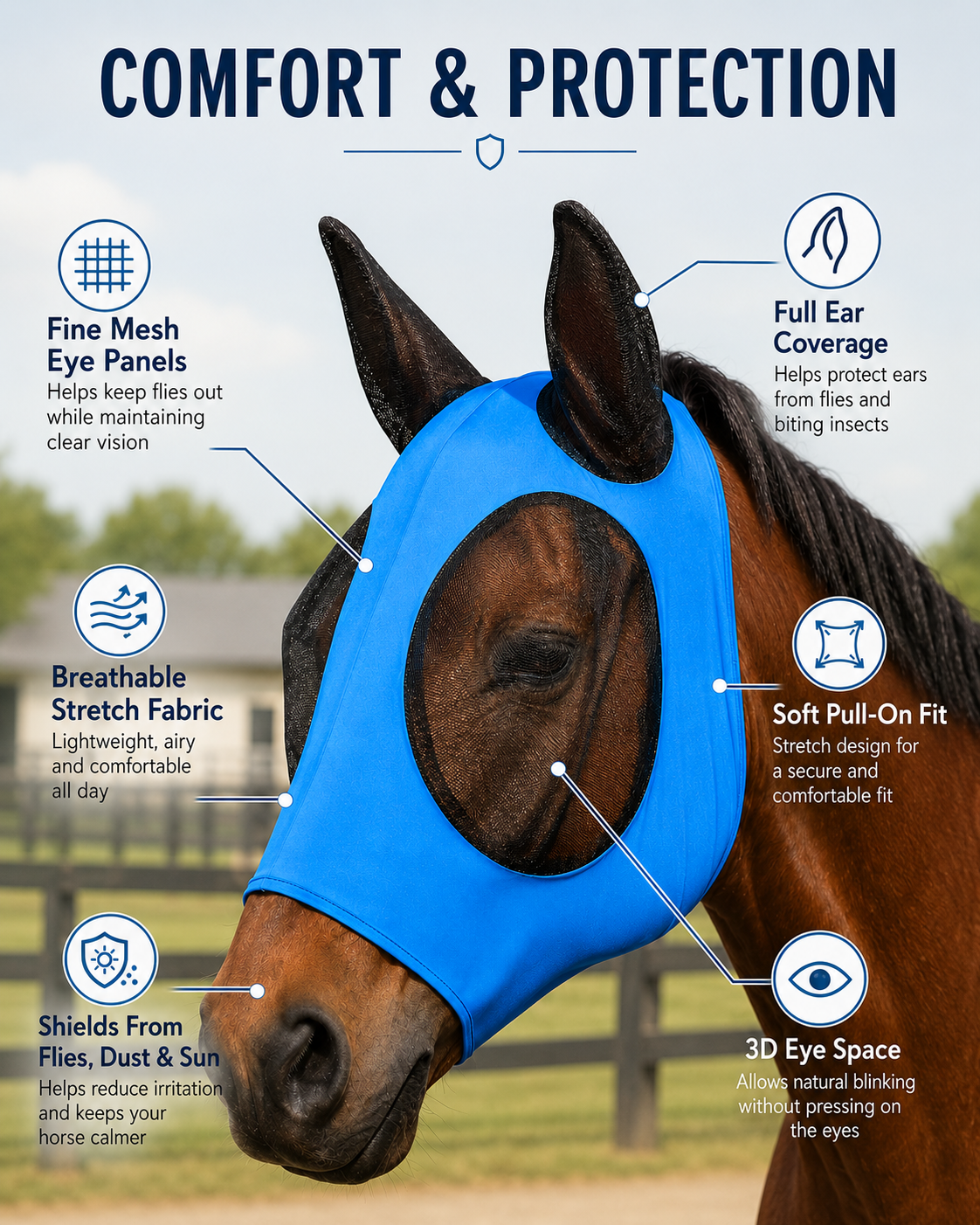 Quachton™ Breathable Fly Mask with UV Protection