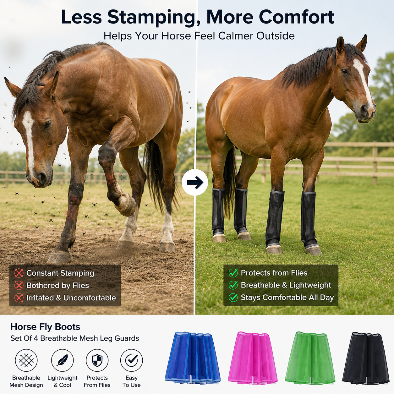 Quachton™ Breathable Mesh Fly Boots (Set of 4)