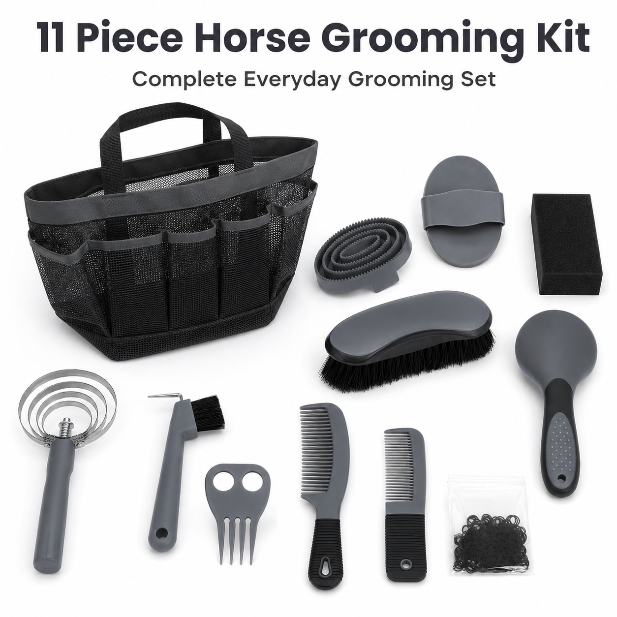 Quachton™ 11-Piece Complete Horse Grooming Kit with Tote Bag
