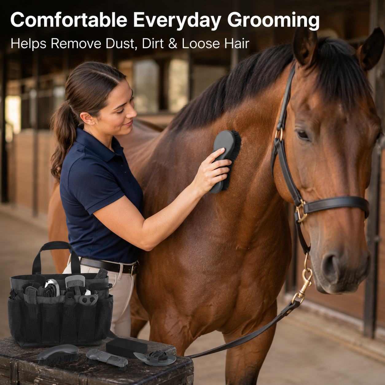 Quachton™ 11-Piece Complete Horse Grooming Kit with Tote Bag