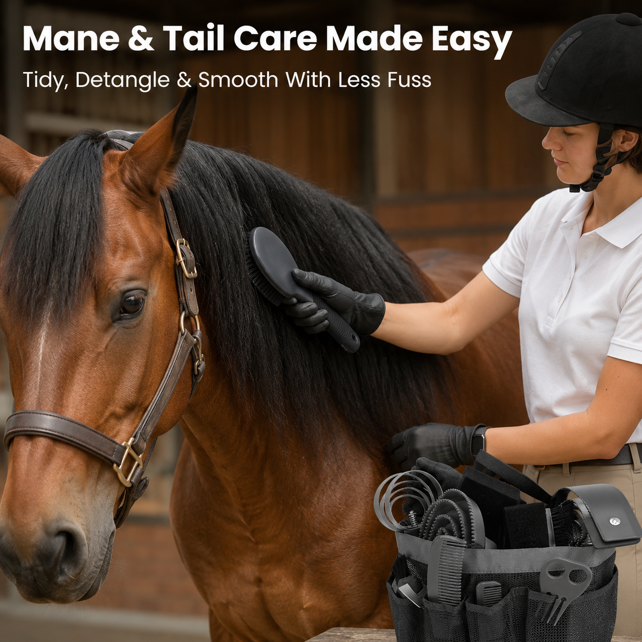 Quachton™ 11-Piece Complete Horse Grooming Kit with Tote Bag