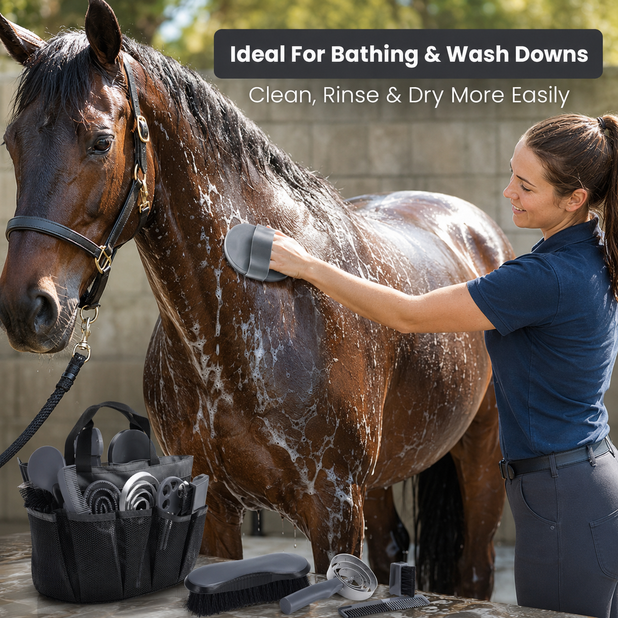 Quachton™ 11-Piece Complete Horse Grooming Kit with Tote Bag