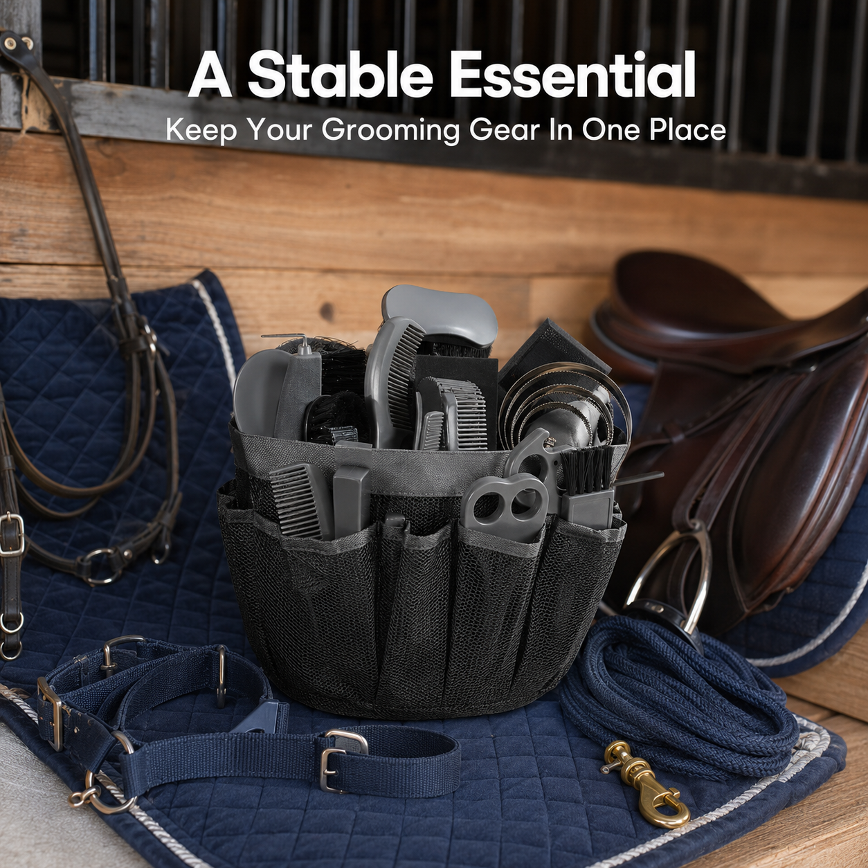 Quachton™ 11-Piece Complete Horse Grooming Kit with Tote Bag