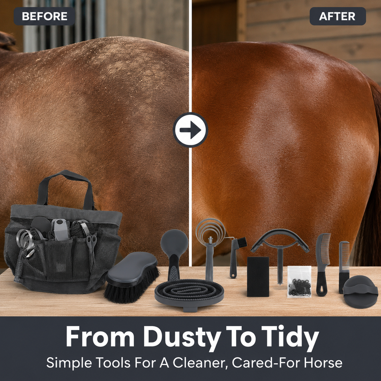 Quachton™ 11-Piece Complete Horse Grooming Kit with Tote Bag