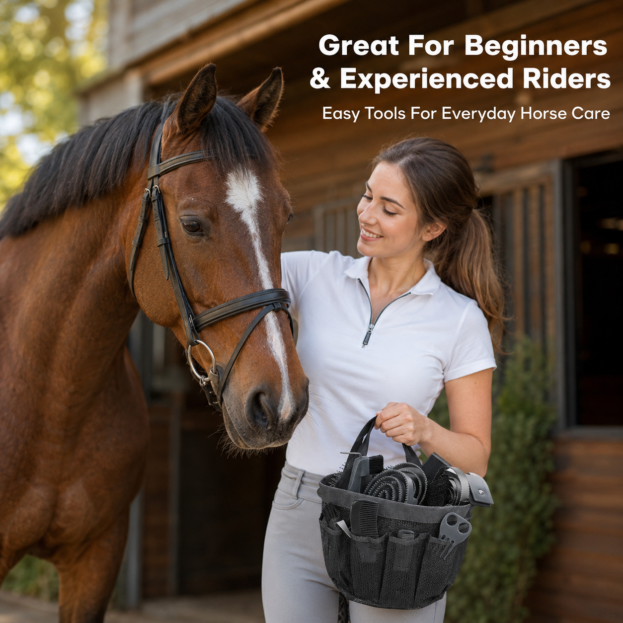 Quachton™ 11-Piece Complete Horse Grooming Kit with Tote Bag