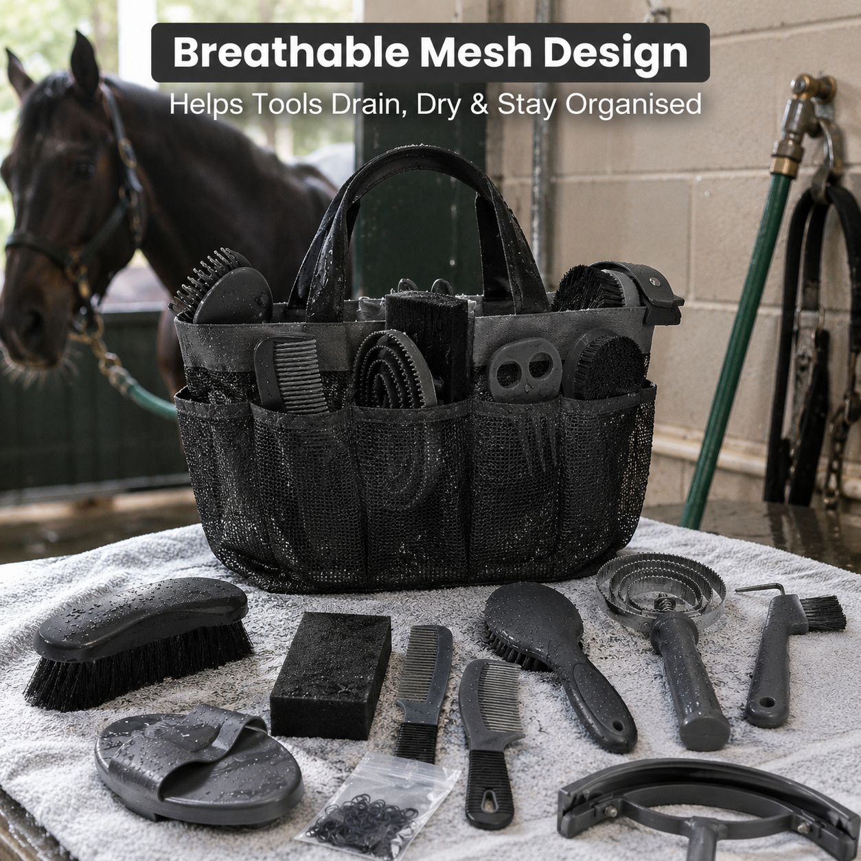 Quachton™ 11-Piece Complete Horse Grooming Kit with Tote Bag