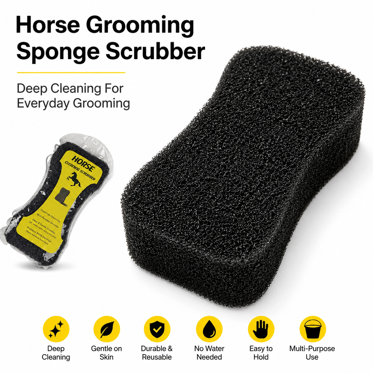 Quachton™ Professional Horse Grooming Brush & Sponge Set