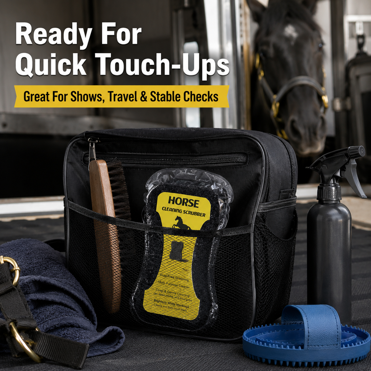 Quachton™ Professional Horse Grooming Brush & Sponge Set