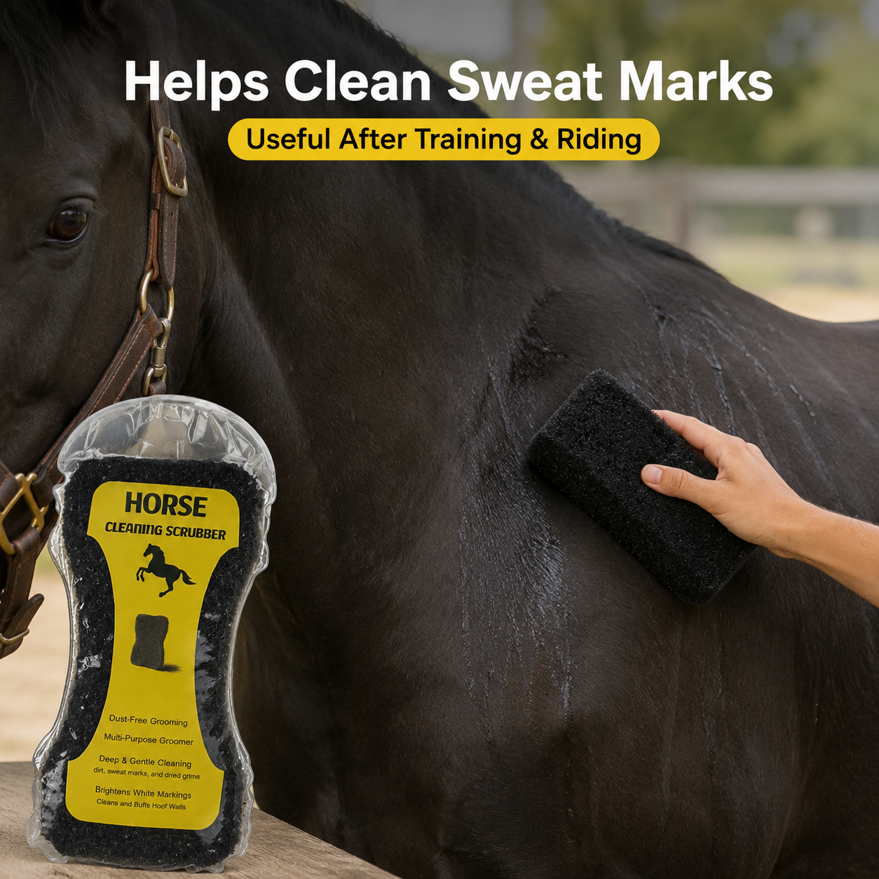 Quachton™ Professional Horse Grooming Brush & Sponge Set
